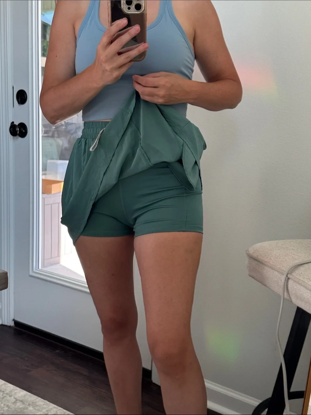 Green Athletic Skort with Drawstring - Picture 4 of 7